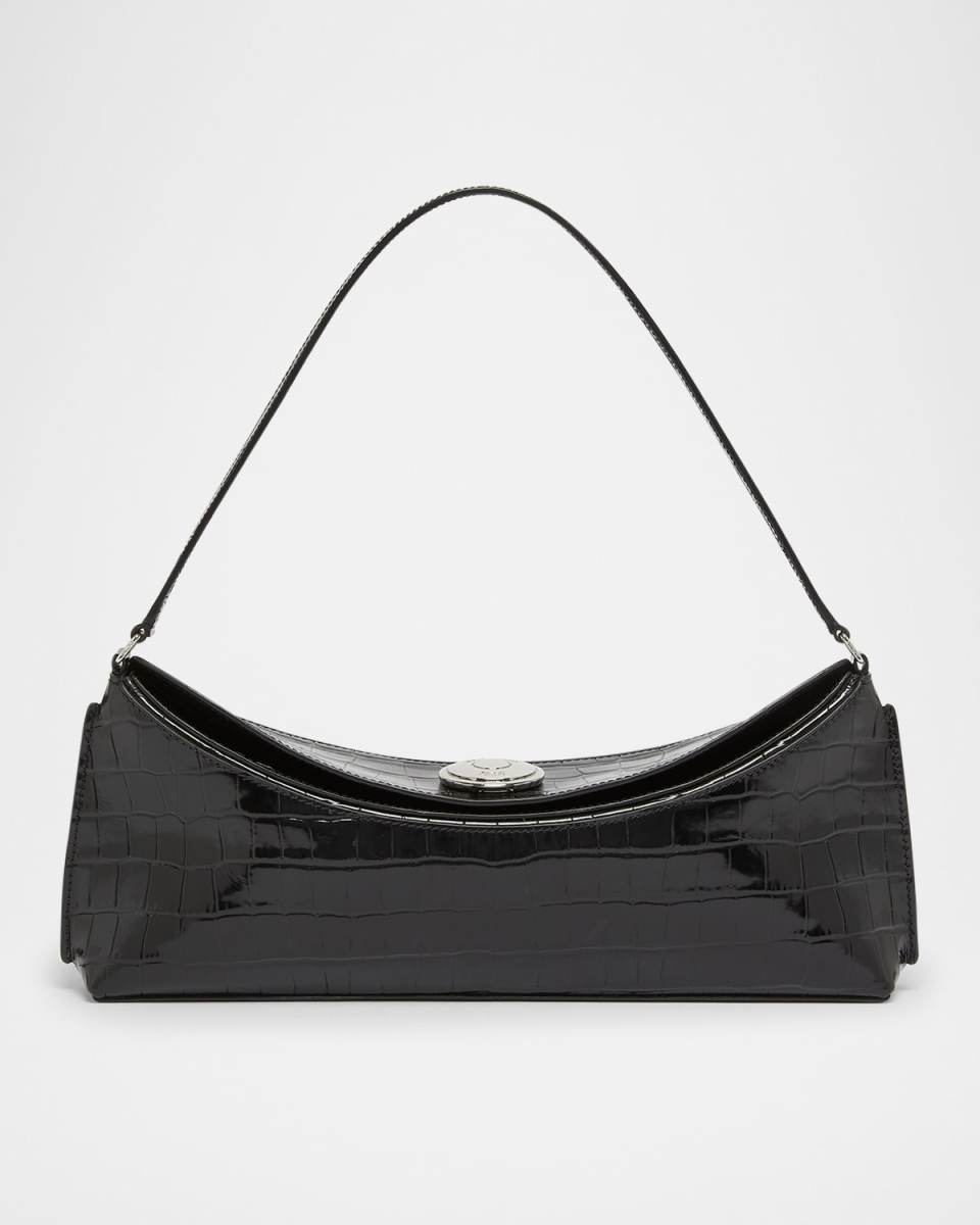 Le Calisson Croc-Embossed Leather Shoulder Bag